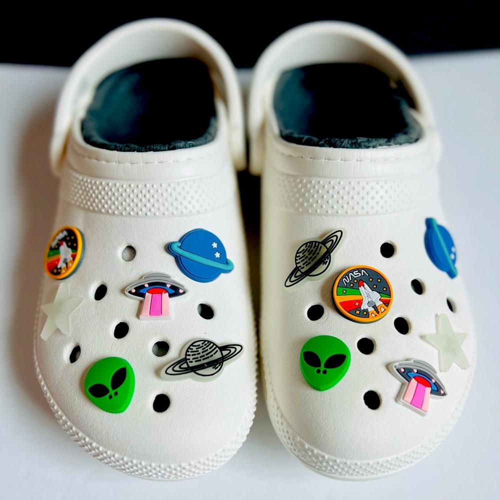 NASA Alien Moon Stars Croc Charm Bundle - Glow in the dark -  12pcs